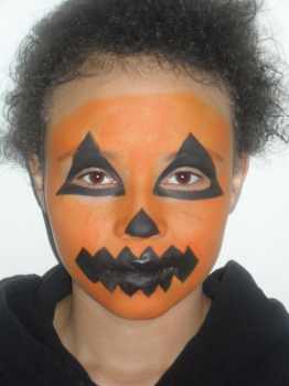 pumpkin face painting, face painting examples, animal face painting